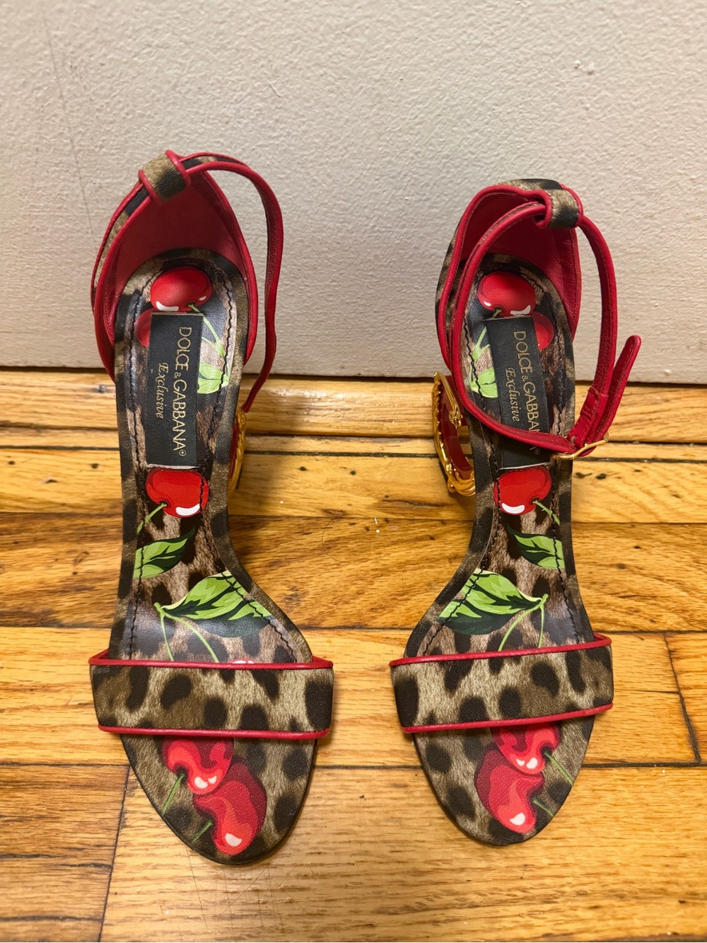 Dolce & Gabbana Red Leopard-Print Ankle-Strap Sandal - Picture 4 of 6